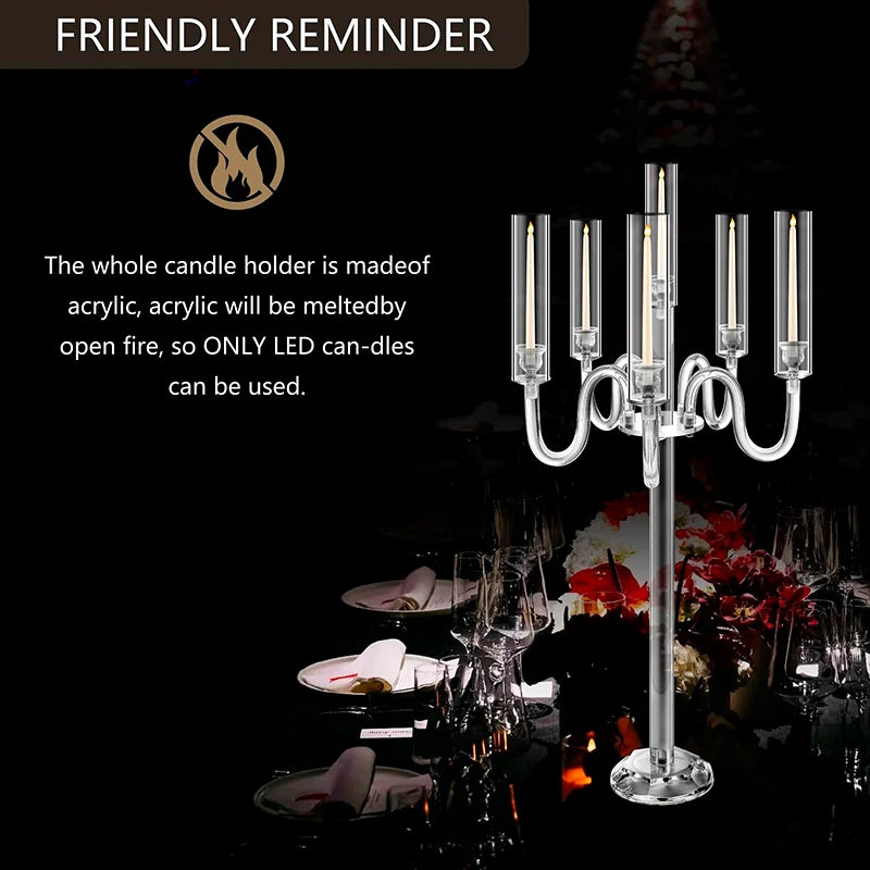 Acrylic CandleHolder CenterpieceDisplay SixArm Conical LED Wedding Decor Exhibition