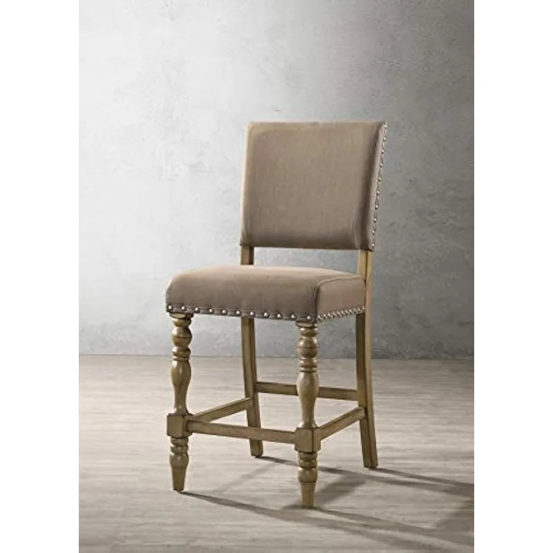 Birmingham 5 Piece Counter Height Dining Set With Nail Head Chairs Driftwood Finish For Kitchen