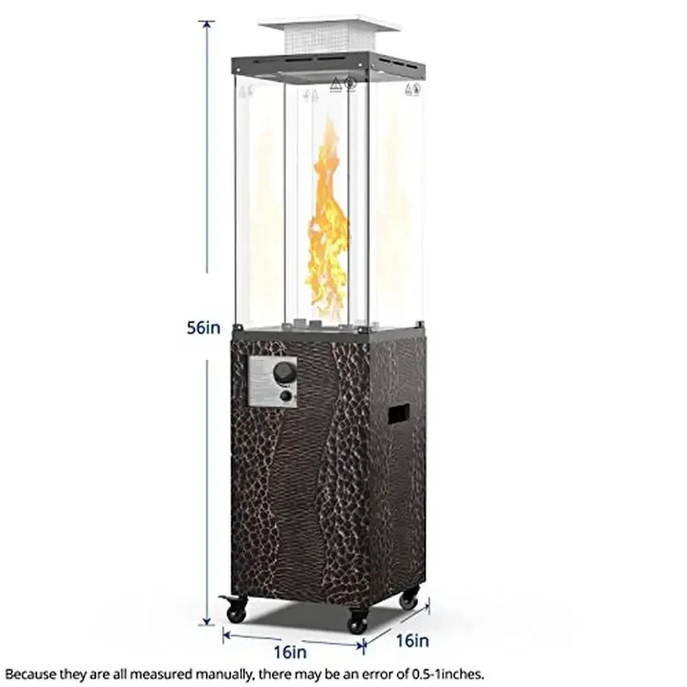 XMSJ 41000 BTU Outdoor Patio Heater Propane With Wheels Glass Hood Weather Cover