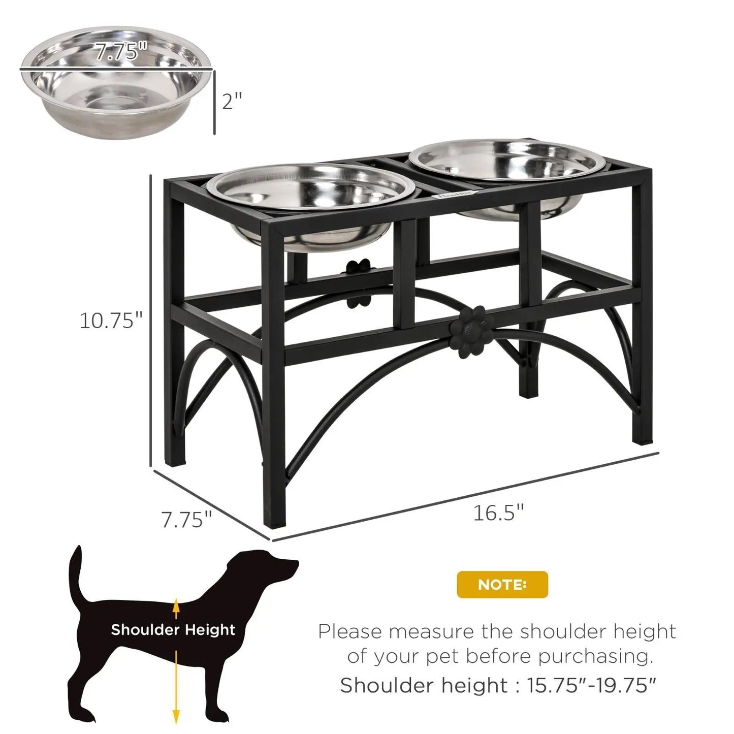 Double Stainless Steel Elevated Pet Feeding Station