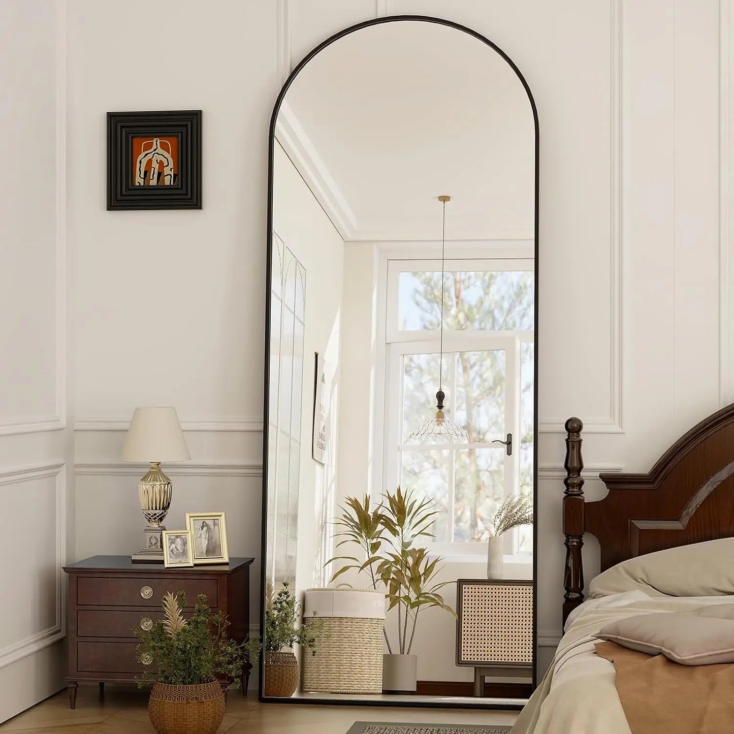 BEAUTYPEAK Arched Full Length Mirror Aluminum Frame