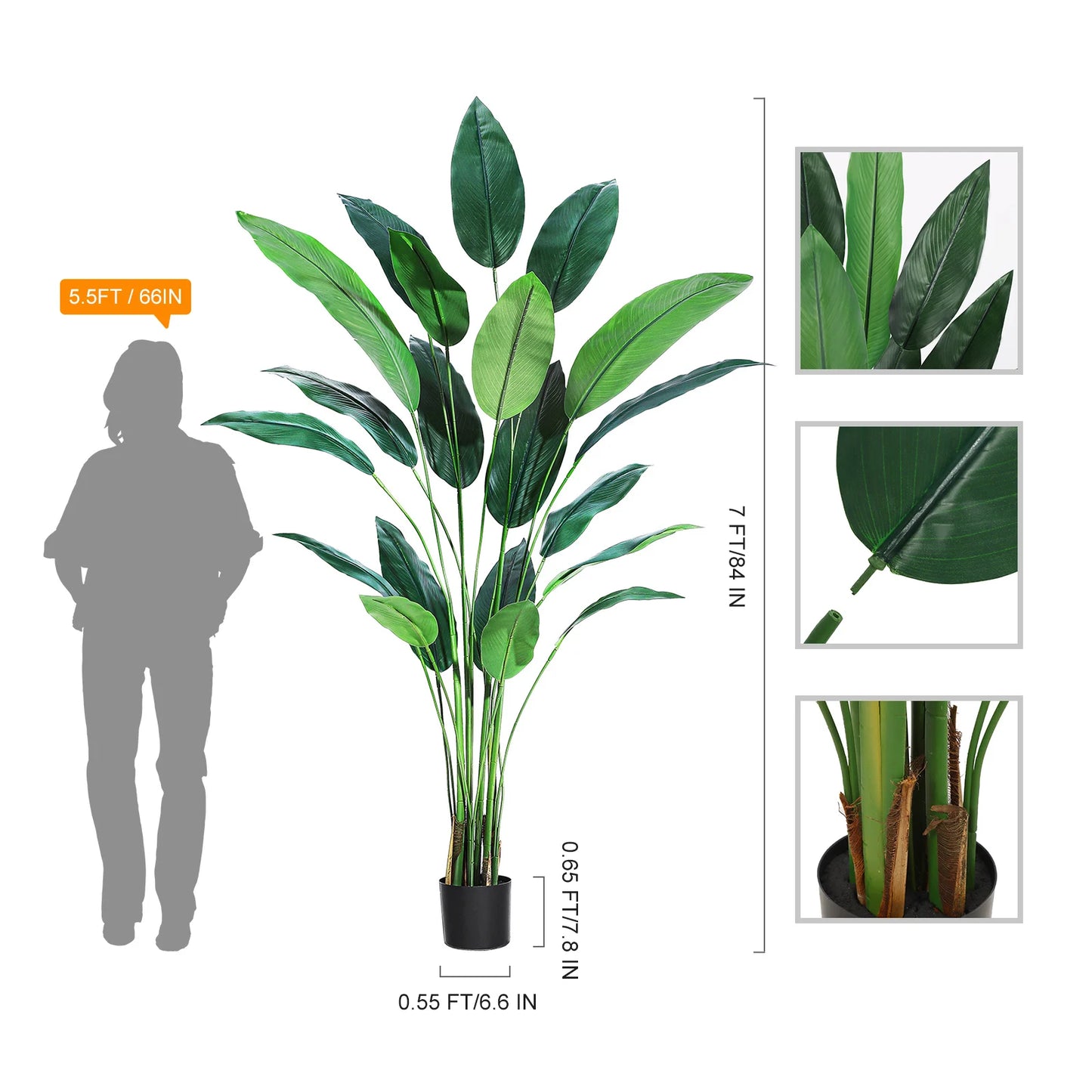 StudysetCN Artificial Bird Of Paradise Plant Faux Palm Tree For Indoor Outdoor Decor