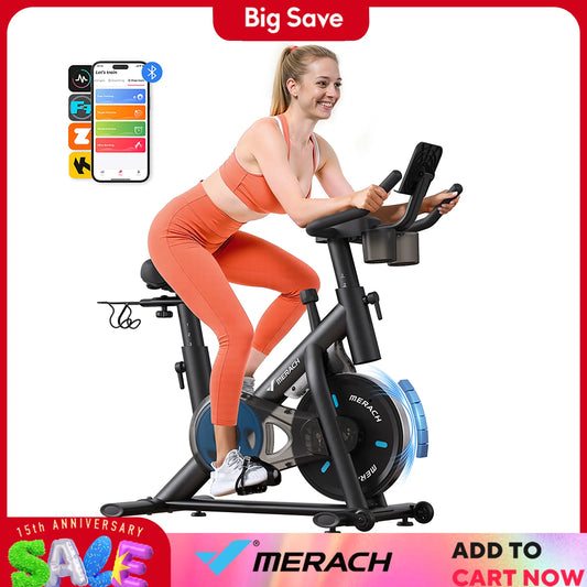 Merach Magnetic Resistance Exercise Bike With App For Indoor Cycling
