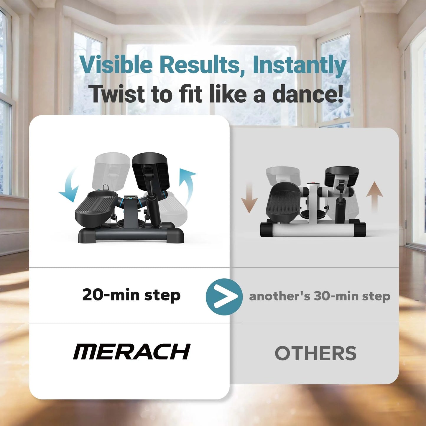 MERACH Mini Stepper With Resistance Band For Exercise