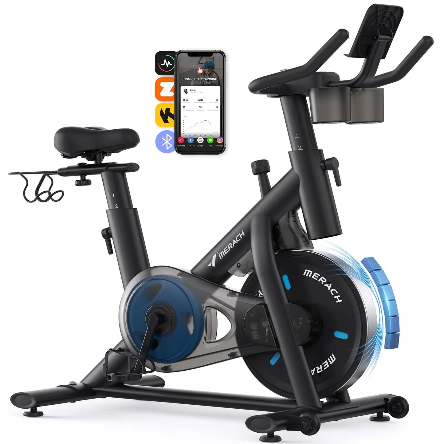 Merach Magnetic Resistance Exercise Bike With App For Indoor Cycling