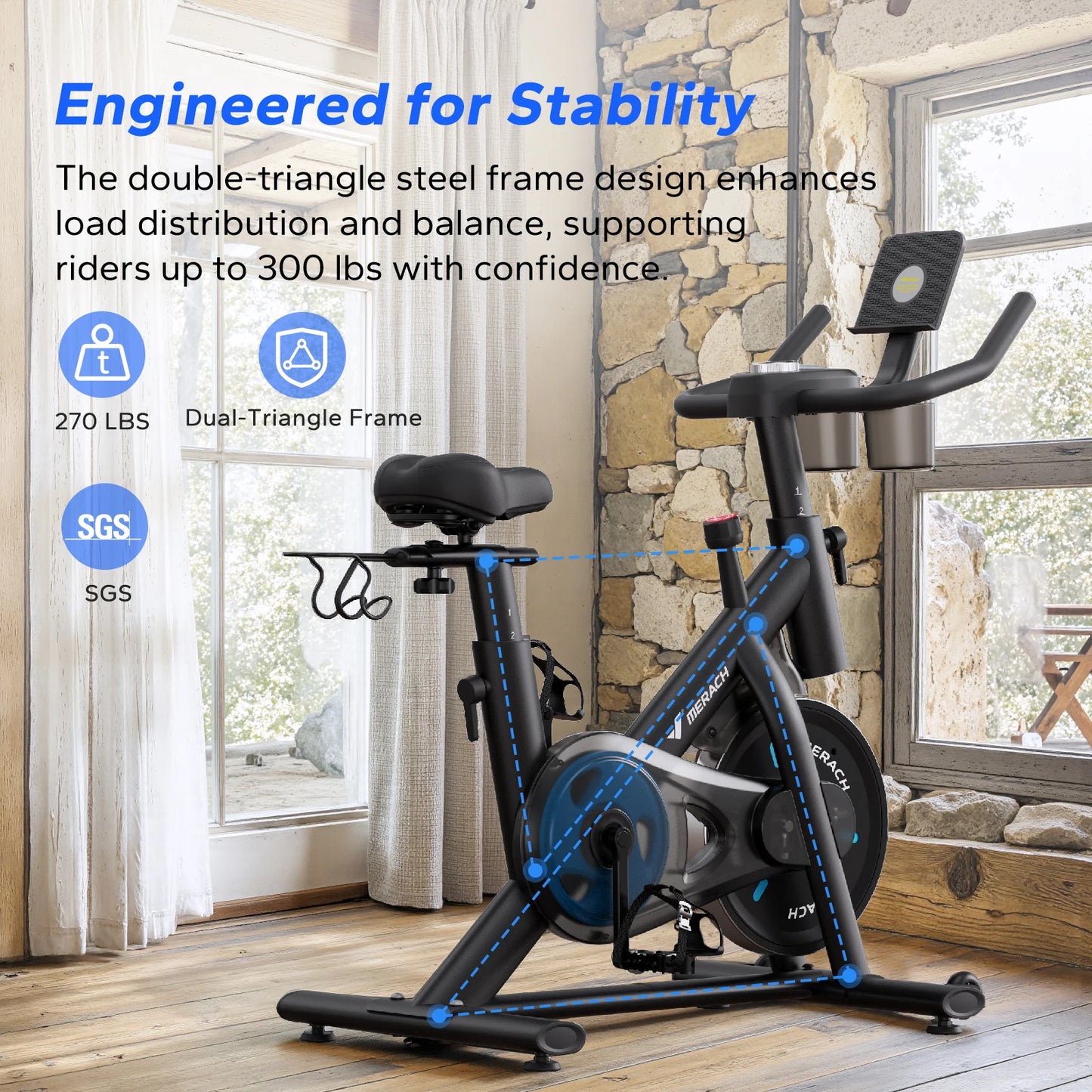 Merach Magnetic Resistance Exercise Bike With App For Indoor Cycling