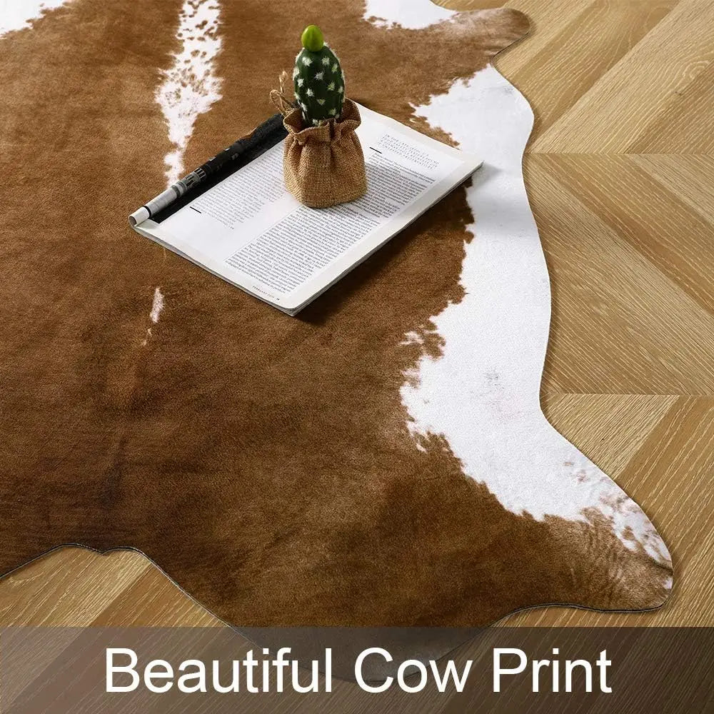 NOAHAS Faux Fur Cow Hide Rug Carpet for Bedroom Living Room Western Style Decorative