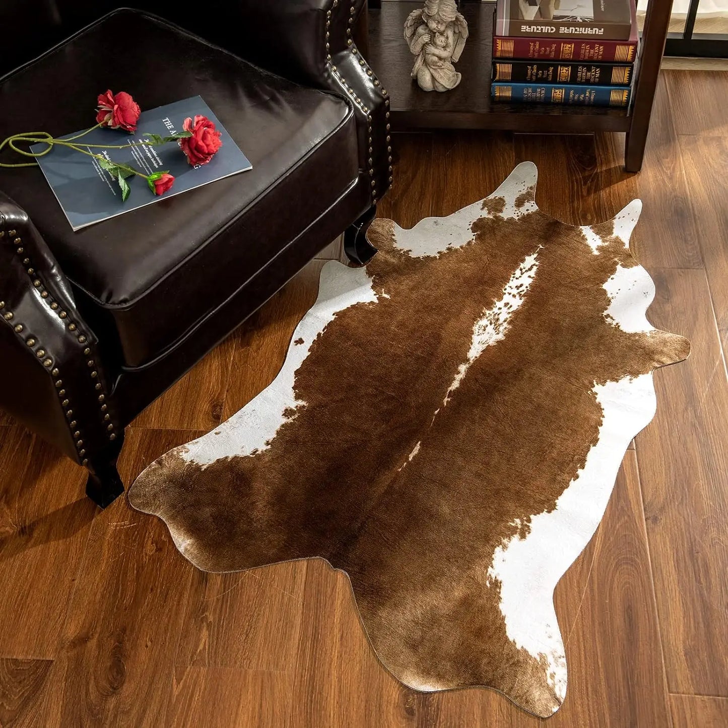 NOAHAS Faux Fur Cow Hide Rug Carpet for Bedroom Living Room Western Style Decorative