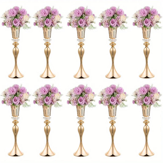 Function Crystal Flower Stands Set Metal Centerpiece Vases