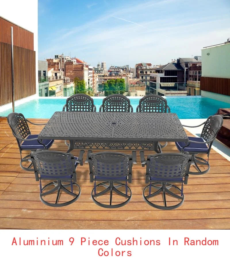 General Outdoor 7-Piece Cast Aluminum Dining Set With Swivel Chairs