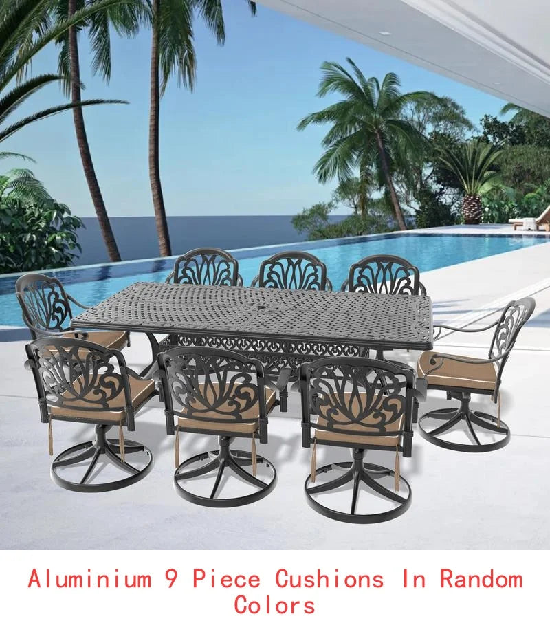 General Outdoor 7-Piece Cast Aluminum Dining Set With Swivel Chairs