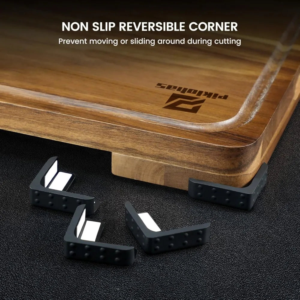 Acacia Wood Cutting Boards Set Of 7 With Holder Non Slip Feet Charcuterie Boards