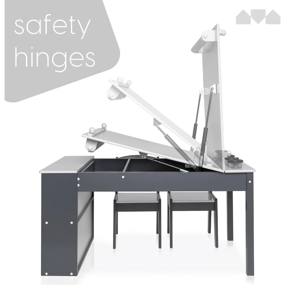 High-concerned Kids Art Table And Chair Set 2-in-1 Easel