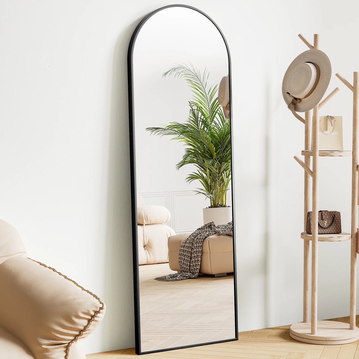 JHK Wall Mirror Aluminum Alloy Frame With Stand Living Room
