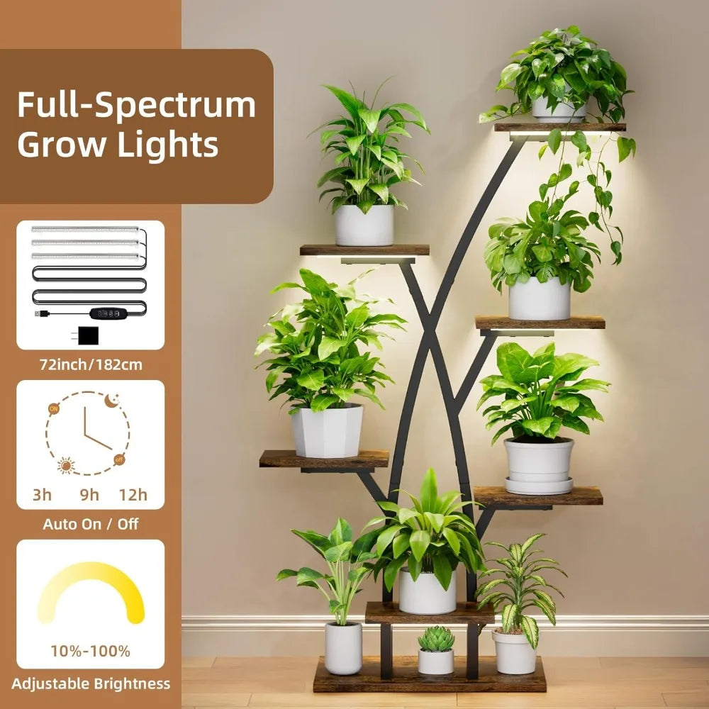 Plant Stand With Grow Lights 7 Tier Corner Shelf For Indoor Plants And Patio Display Rack