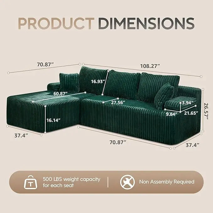 HUANZHUANG Modular L Shaped Sectional Sofa With Memory Foam
