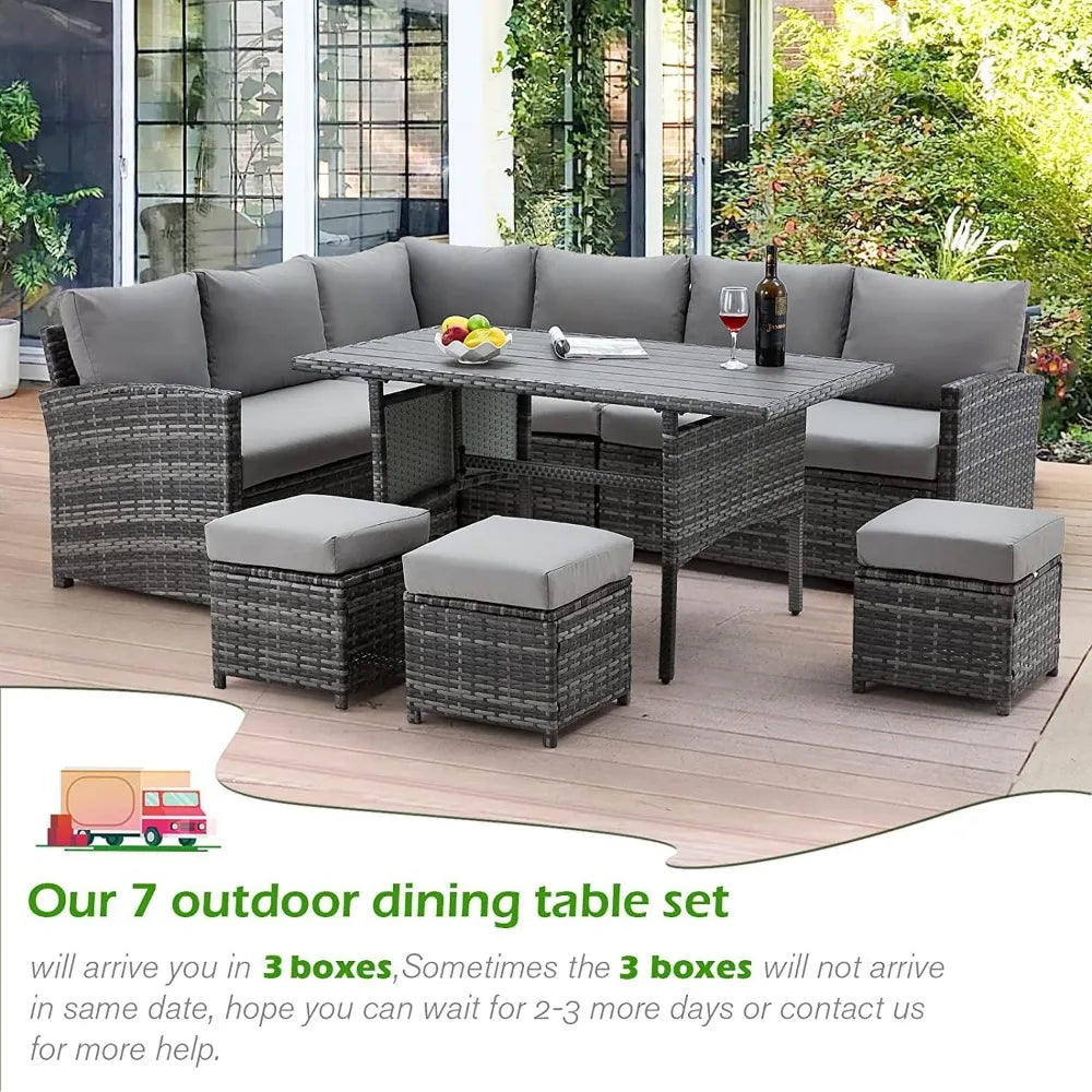 TANGXU Contemporary Outdoor Patio Furniture Set Weatherproof Wicker Conversation Ottoman