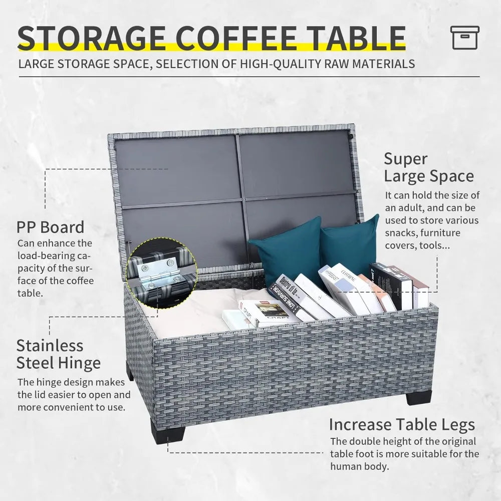 Angduo 6-Piece Wicker Outdoor Patio Furniture Set Weatherproof Conversation Table