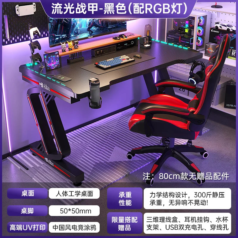PremiumLED RGB Gaming Workstation With Premium Ergonomic Durable Steel OfficeEnvironment