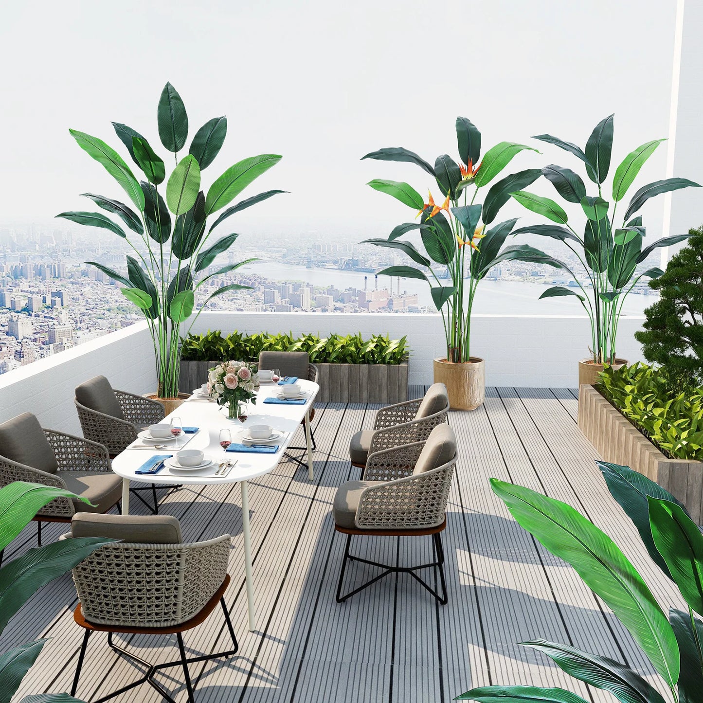 StudysetCN Artificial Bird Of Paradise Plant Faux Palm Tree For Indoor Outdoor Decor