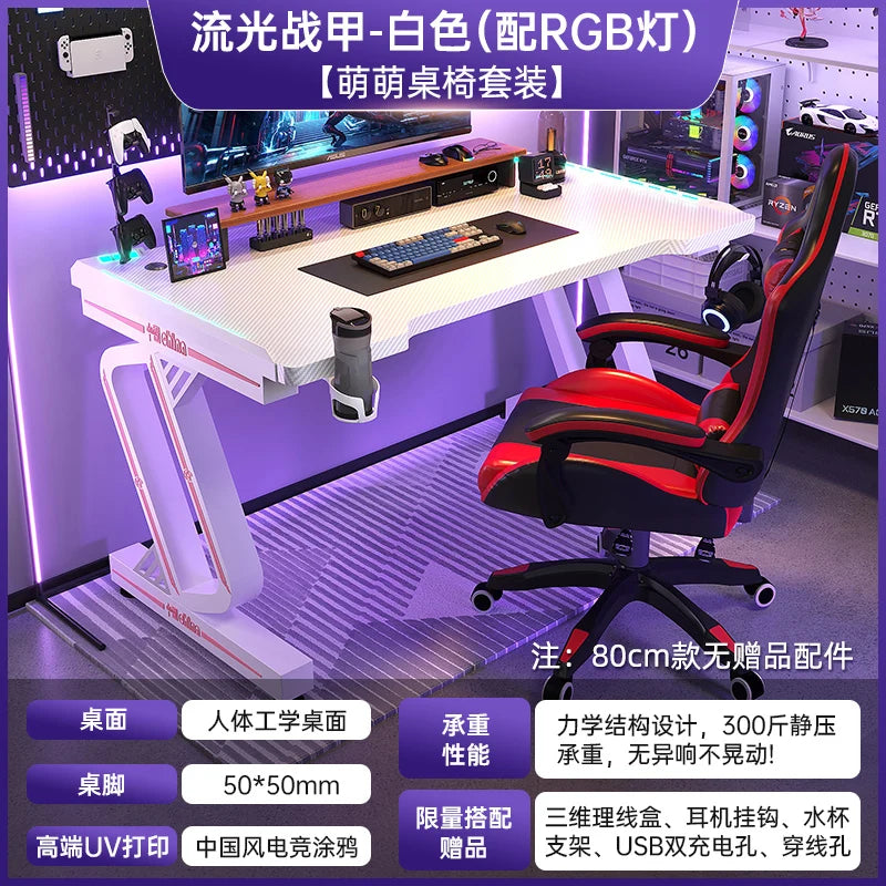 PremiumLED RGB Gaming Workstation With Premium Ergonomic Durable Steel OfficeEnvironment