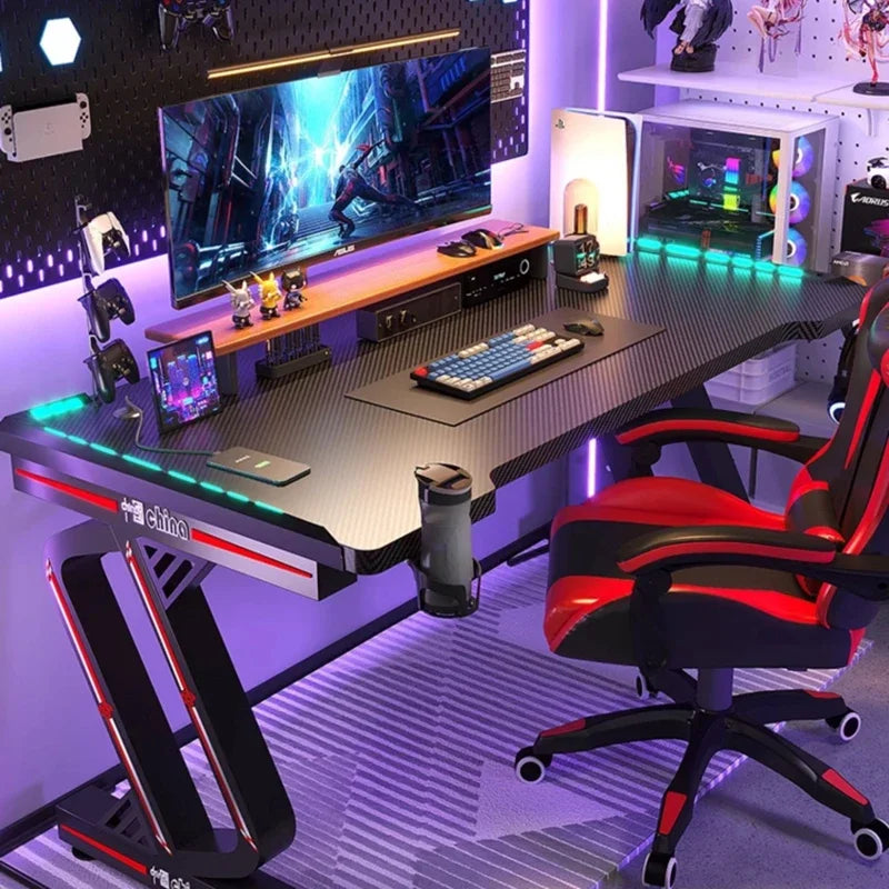 PremiumLED RGB Gaming Workstation With Premium Ergonomic Durable Steel OfficeEnvironment