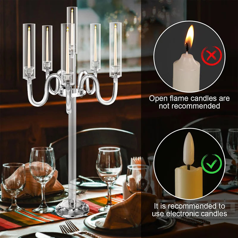 Acrylic CandleHolder CenterpieceDisplay SixArm Conical LED Wedding Decor Exhibition