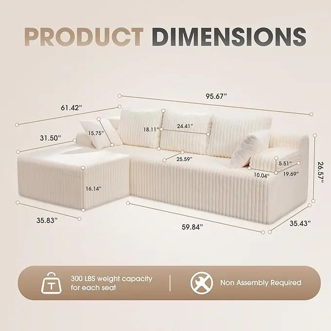 HUANZHUANG Modular L Shaped Sectional Sofa With Memory Foam