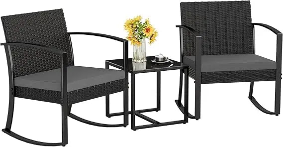 Durable Weatherproofed Resin Outdoor Patio Bistro Set ThreePiece Cushioned Chairs
