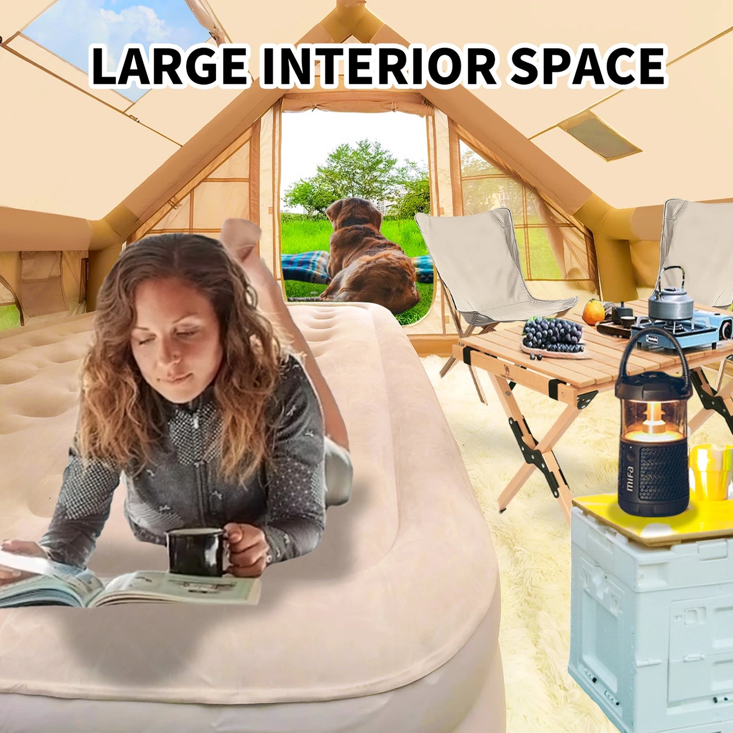 Folded Premium UltraDurable Inflatable Camping Tent Using Pump For Weatherproofing