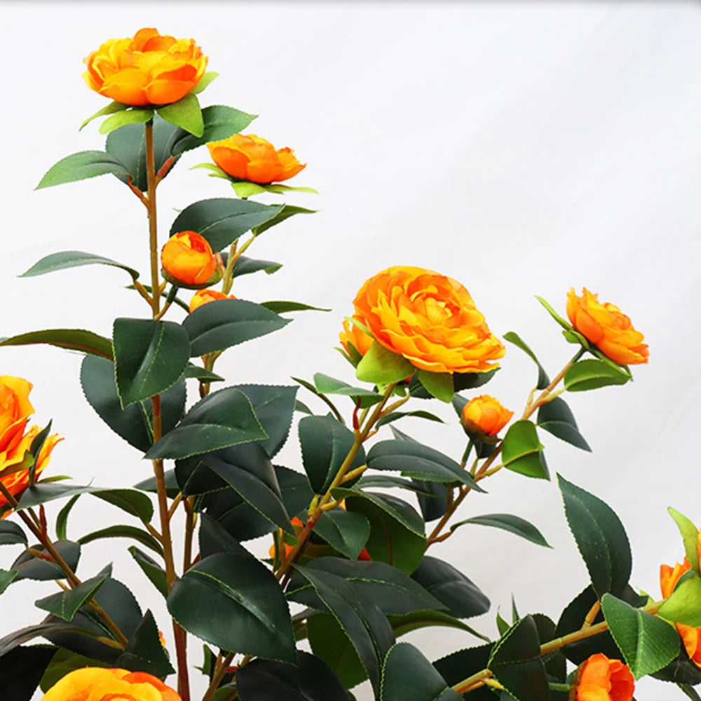 CN Guangdong Camellia Artificial Plant With Planter 28 Flowers