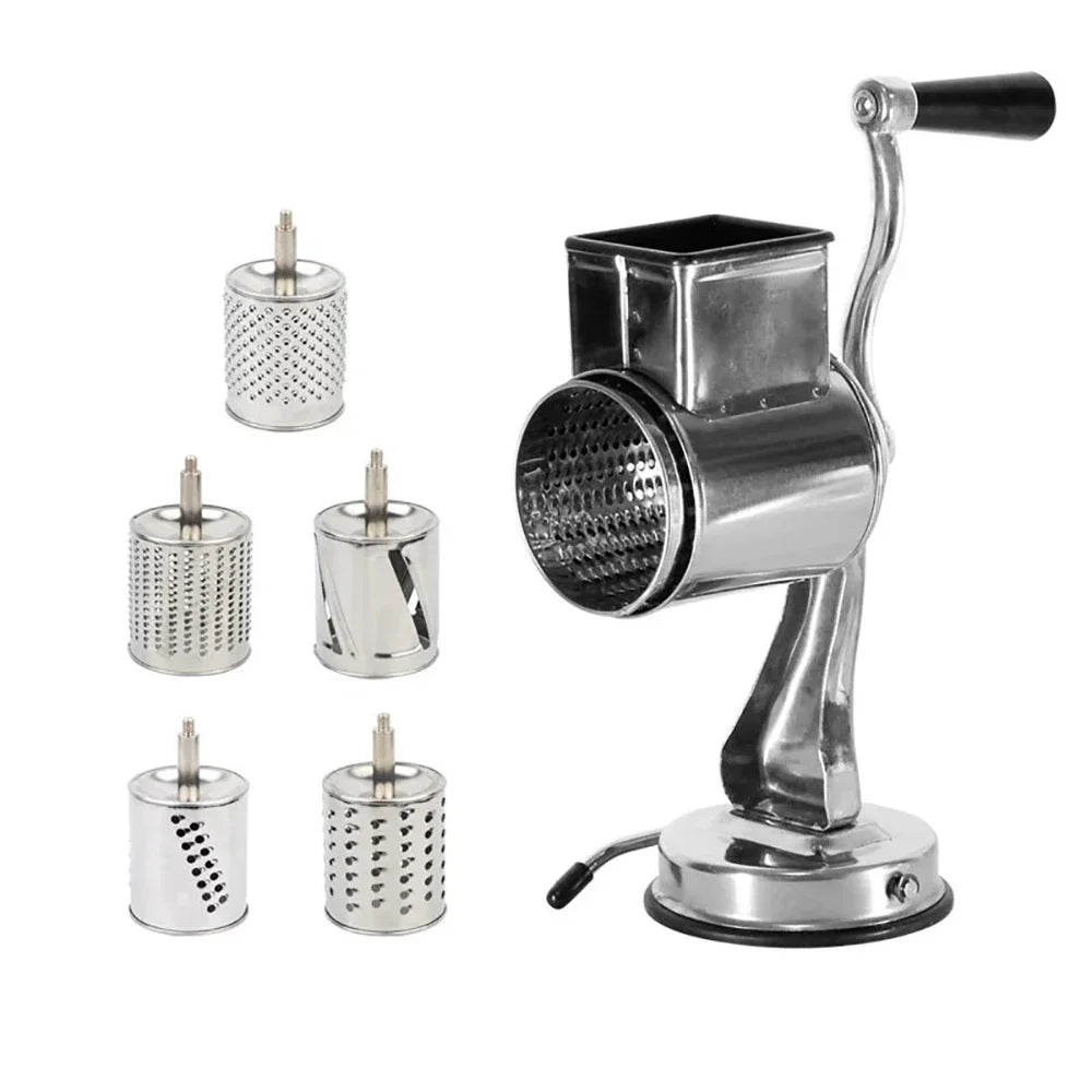 Fruit And Vegetable Tools Stainless Rotary Grater Set InterchangeableDrumsKit System