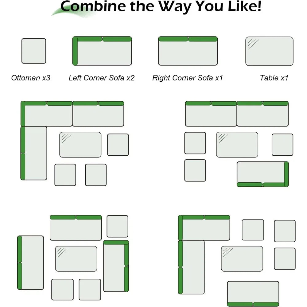 TANGXU Contemporary Outdoor Patio Furniture Set Weatherproof Wicker Conversation Ottoman