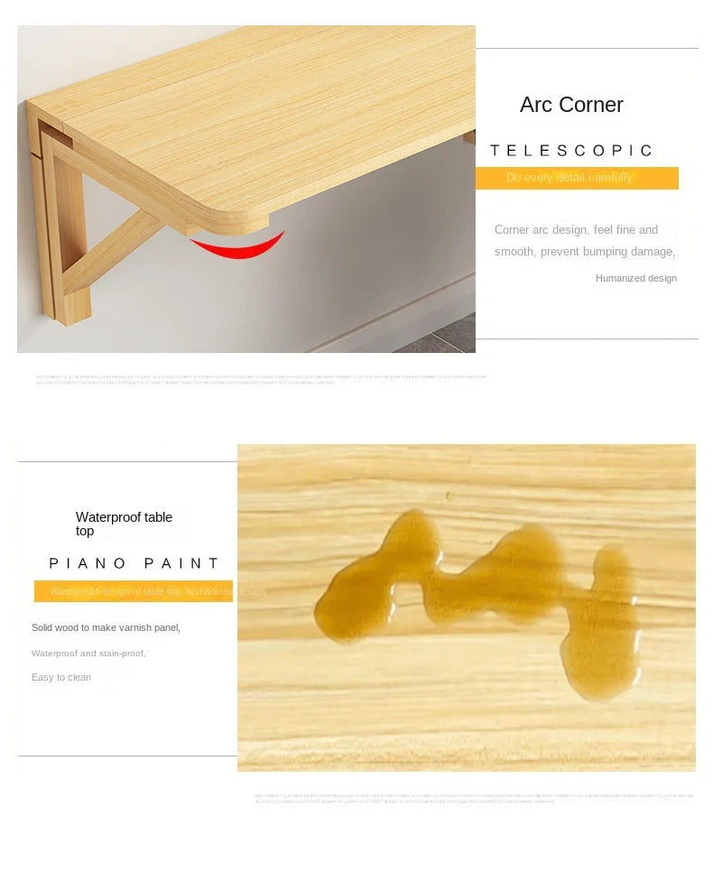 FoldedSolidWoodSpaceSavingFoldingWallDeskForLaptopAndStudentStudyUnitProPremiumEdition