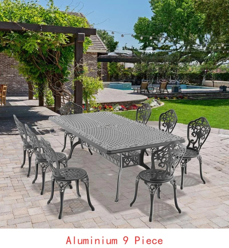 General Outdoor 7-Piece Cast Aluminum Dining Set With Swivel Chairs