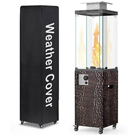 XMSJ 41000 BTU Outdoor Patio Heater Propane With Wheels Glass Hood Weather Cover