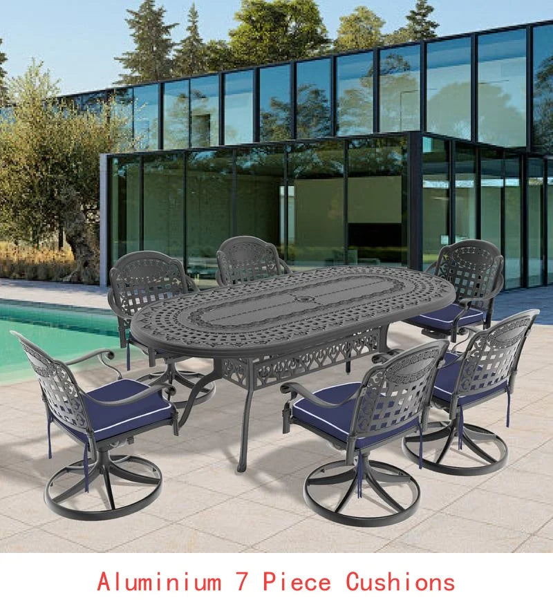 General Use WeatherResistantDurable 9Piece CastAluminum OutdoorPatio Furniture Set Collection