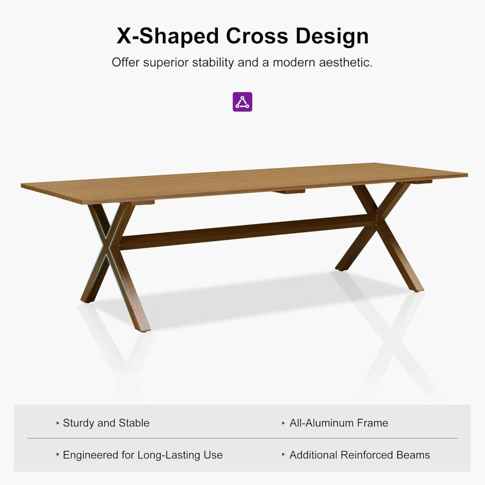 DAFIFY 11 Piece OutdoorDining Set Wicker AluminumFrame TeakFinish TableAndChairs