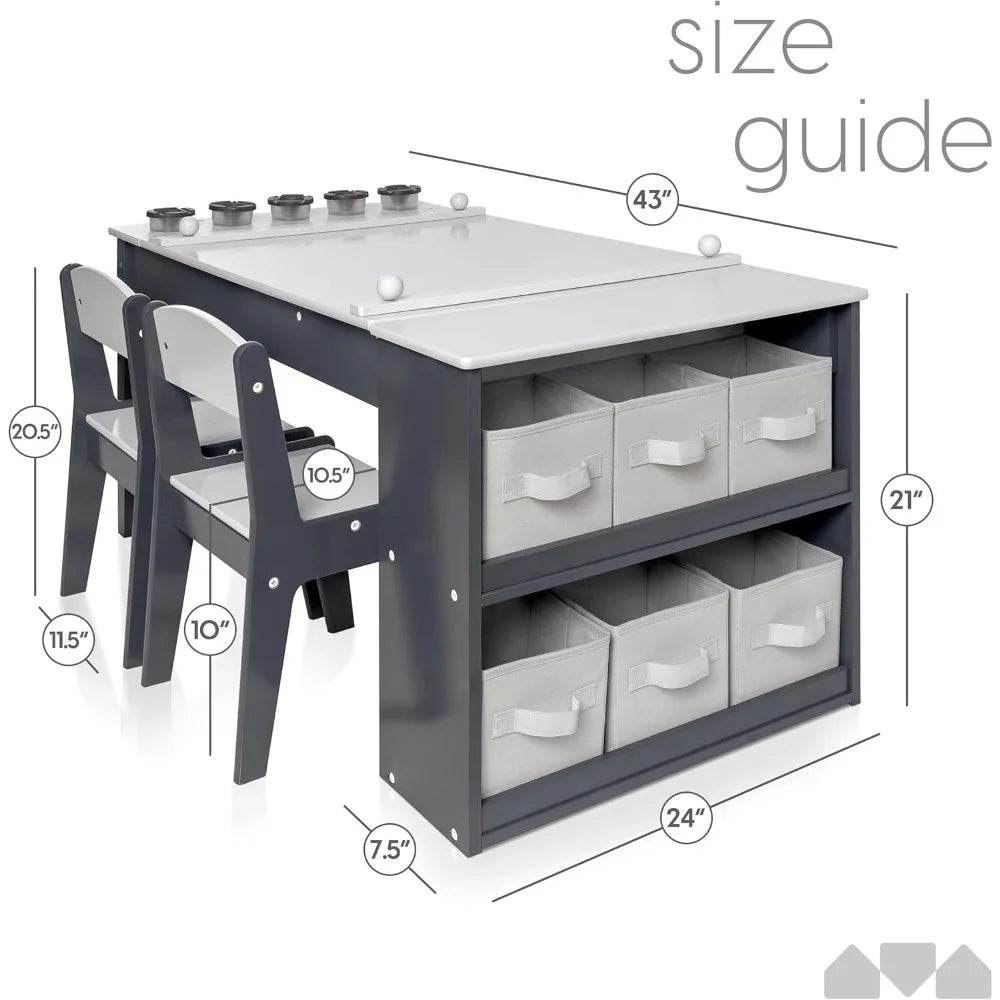 High-concerned Kids Art Table And Chair Set 2-in-1 Easel