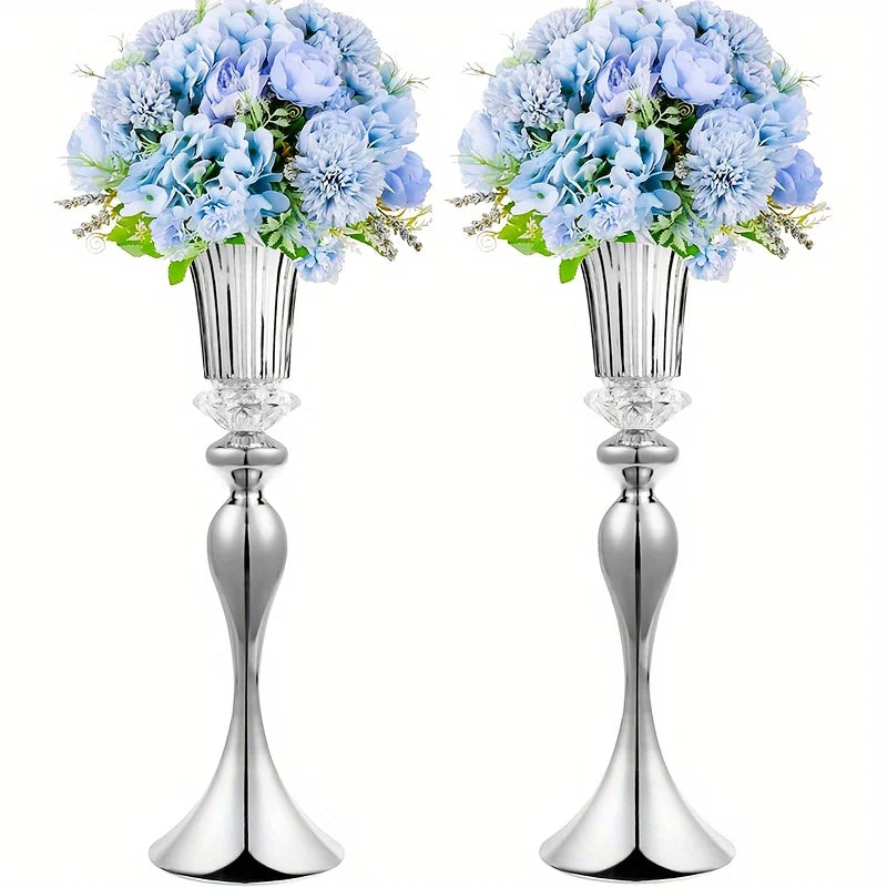 Function Crystal Flower Stands Set Metal Centerpiece Vases