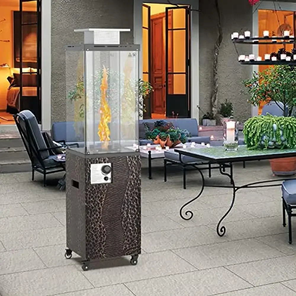 XMSJ 41000 BTU Outdoor Patio Heater Propane With Wheels Glass Hood Weather Cover