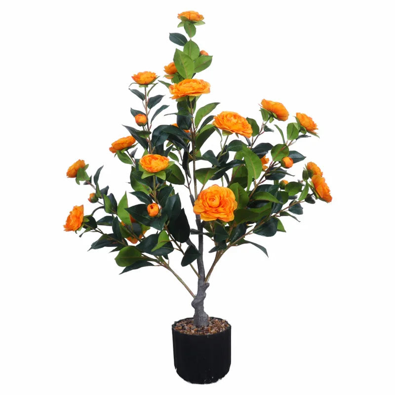 CN Guangdong Camellia Artificial Plant With Planter 28 Flowers