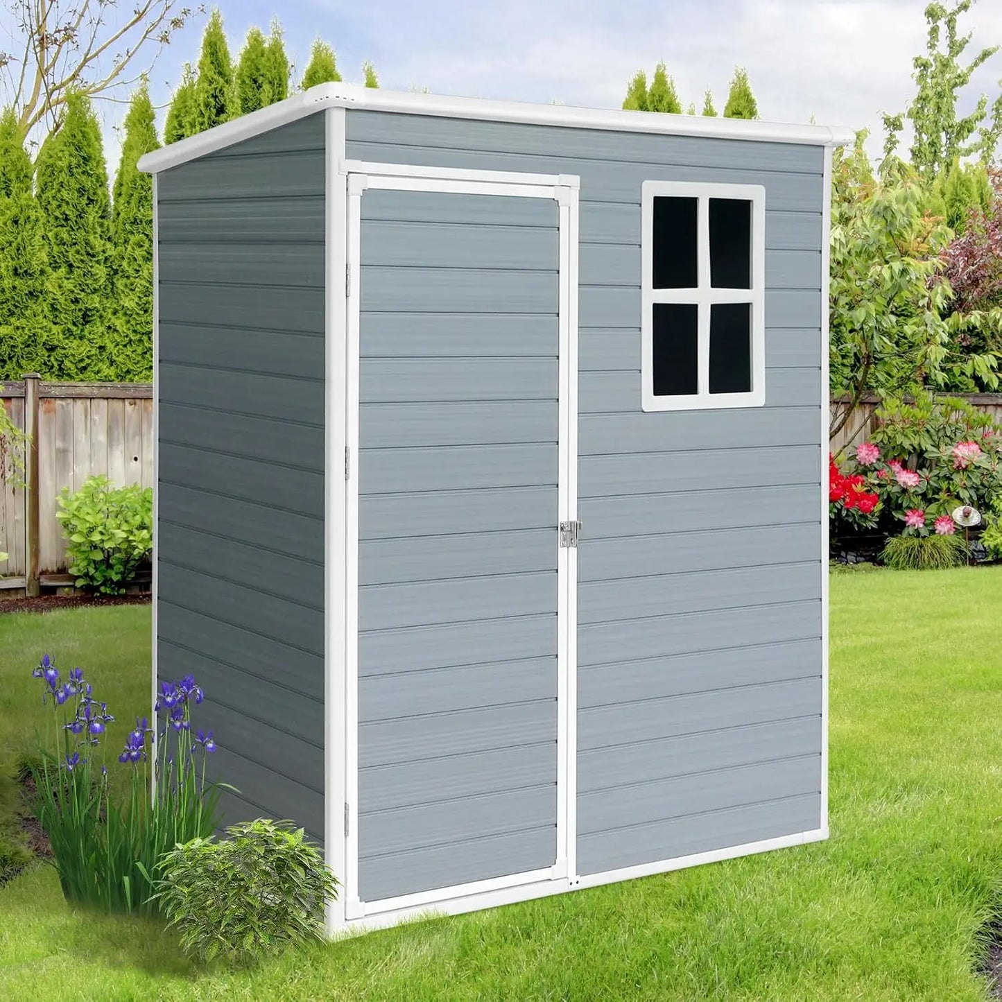 XMSJ Resin Outdoor Storage Shed With Floor And Lockable Door