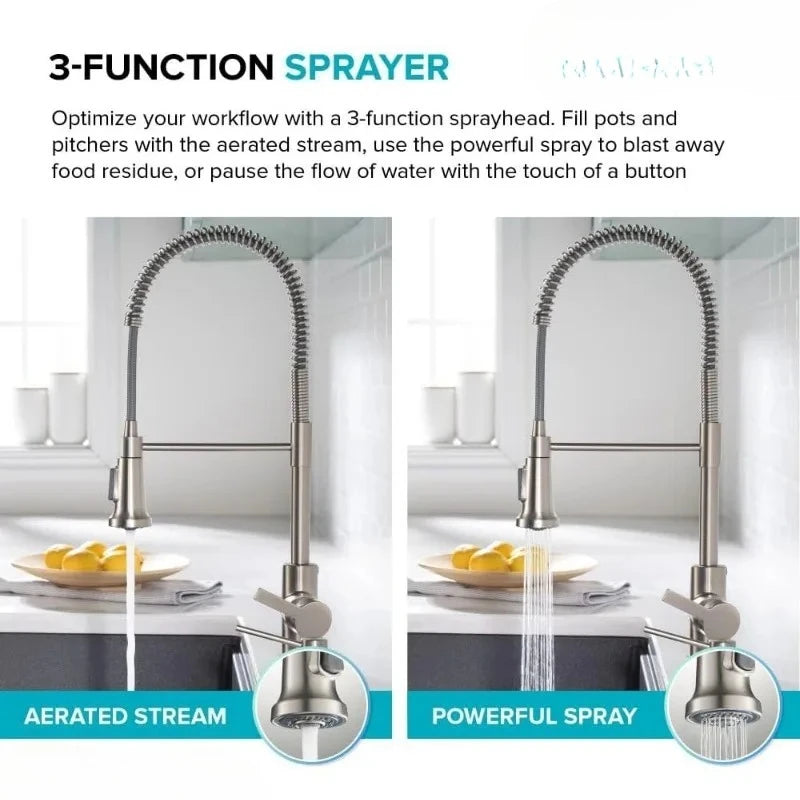 Britt 2nd Gen Commercial Style Pull Down Kitchen Faucet StainlessSteelConstruction