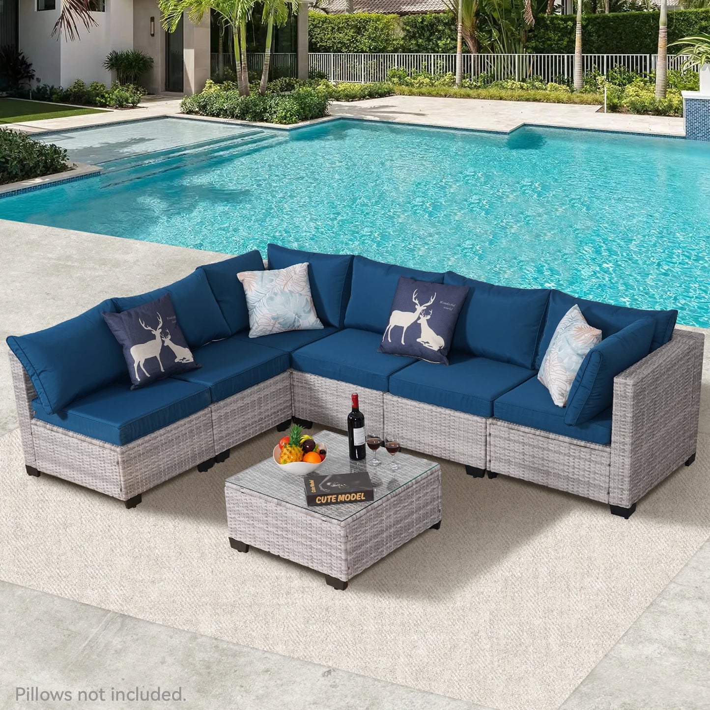 Naga Bahna Outdoor Patio Furniture Sectional Sofa PE Rattan Wicker Conversation Set With Thick Cushions