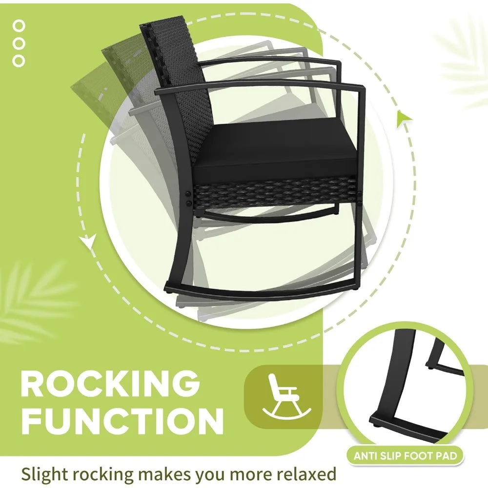 Durable Weatherproofed Resin Outdoor Patio Bistro Set ThreePiece Cushioned Chairs