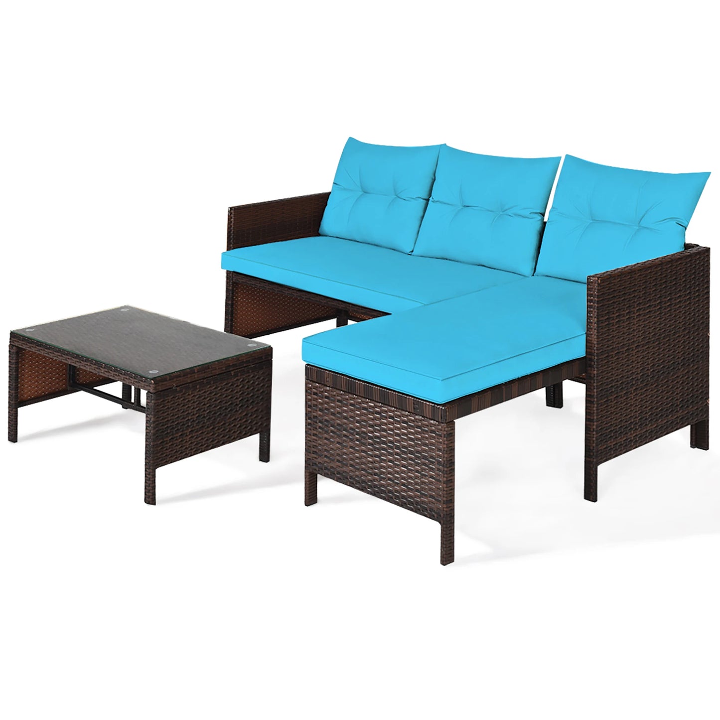 Homasis 3 Piece Patio Wicker Sofa Set Outdoor Sectional