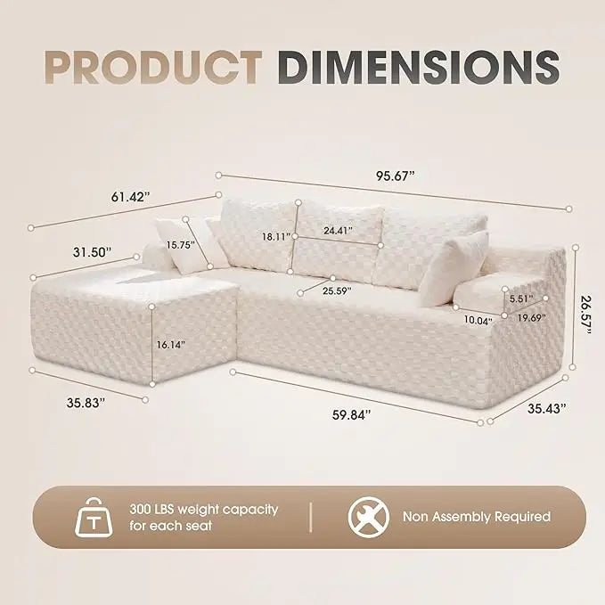 HUANZHUANG Modular L Shaped Sectional Sofa With Memory Foam