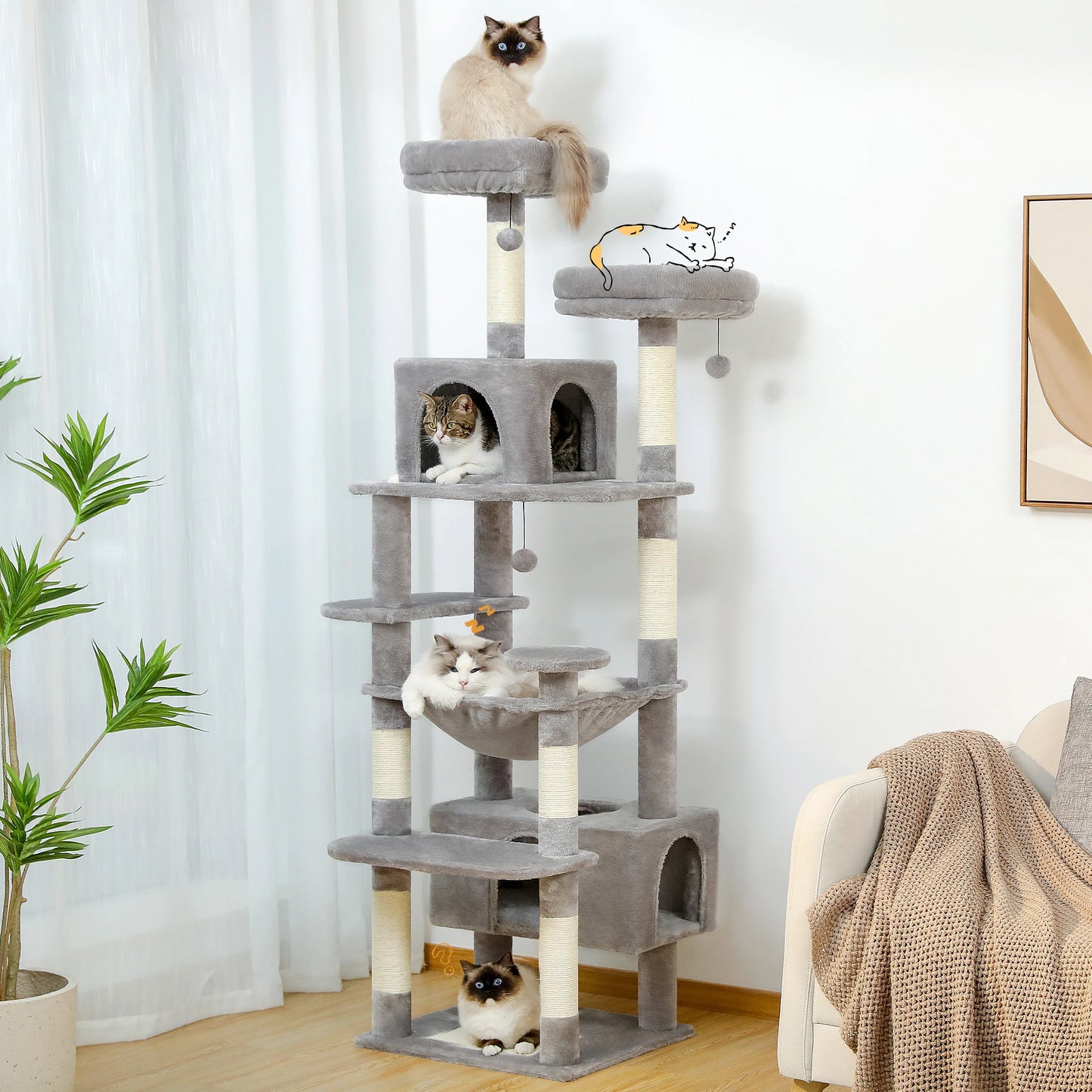 PAWZ Road Cat Tree Tower For Indoor Cats Sisal Posts