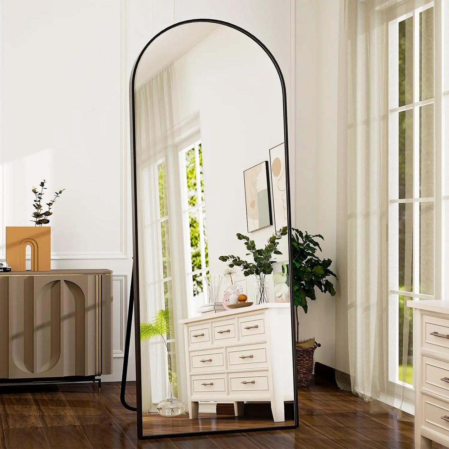 BEAUTYPEAK Arched Full Length Mirror Aluminum Frame